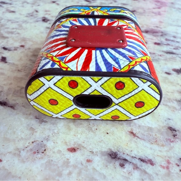 Dolce & Gabbana Logo Apple AirPods 2 Headphones Multi Color Leather Case… - Picture 6 of 8